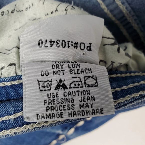 Cowgirl Tuff American Pride Flag Distressed Mid Rise Blue Enim Jeans Sz 30 - Picture 5 of 6